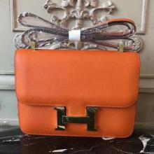 1:1 Replica Hermes Orange Constance MM 24cm Epsom Leather Handbag