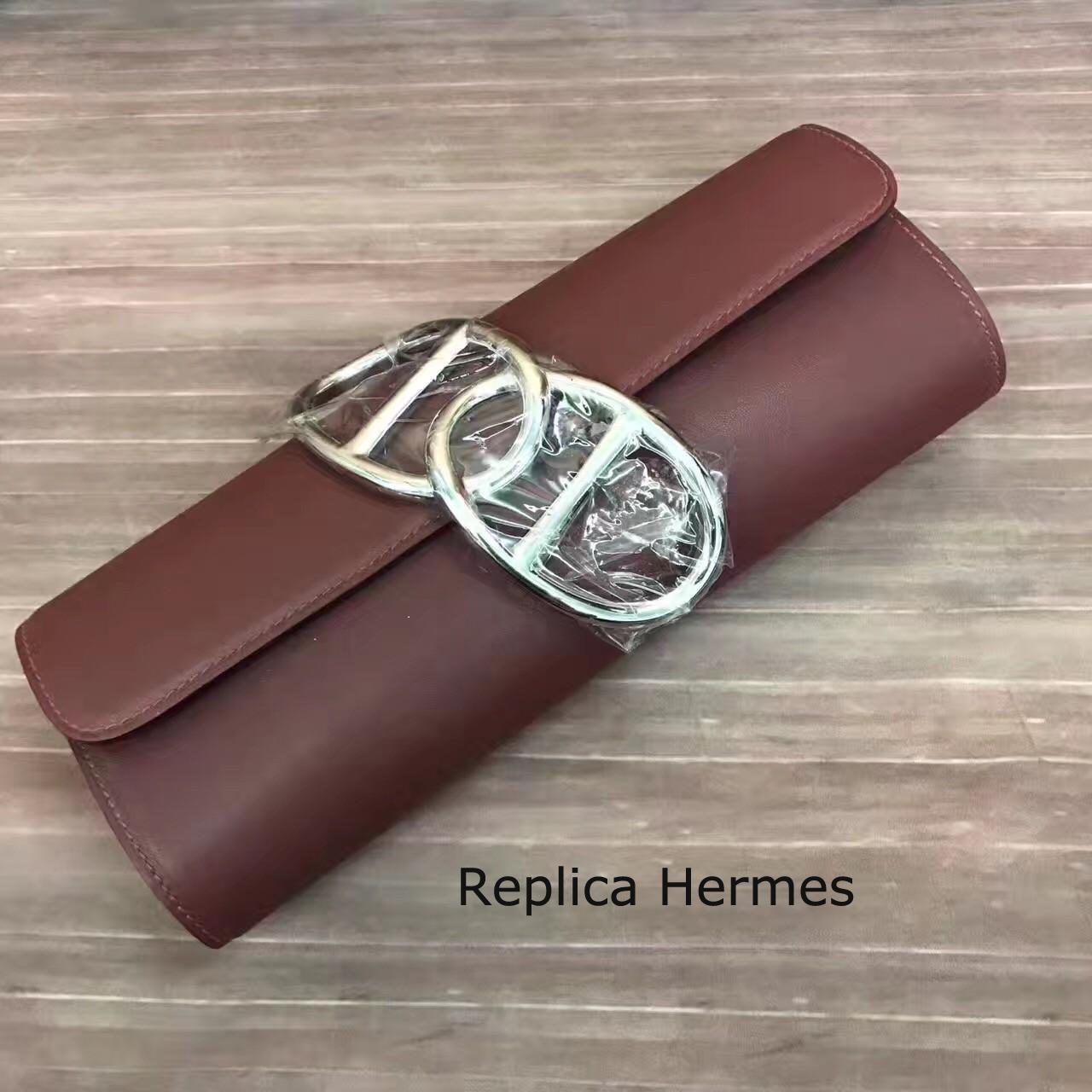 AAA Knockoff Hermes Handmade Egee Clutch In Havane Swift Leather