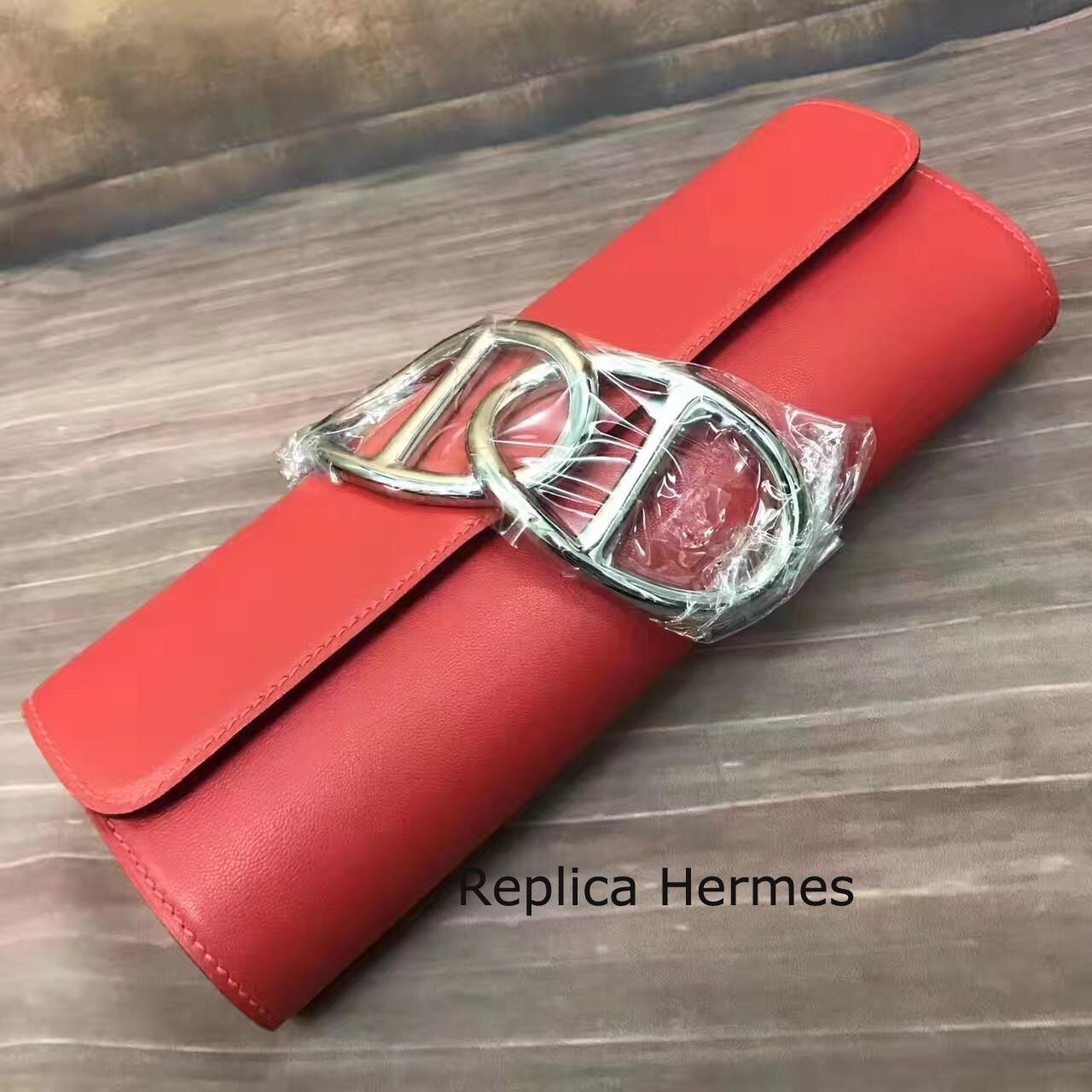 Top Quality Hermes Handmade Egee Clutch In Red Swift Leather