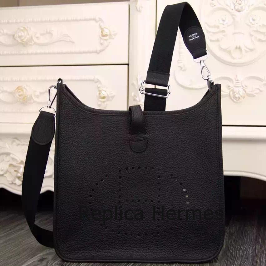Luxury Hermes Black Evelyne III PM Bag