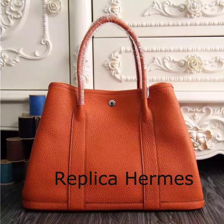 Replica Cheap Hermes Medium Garden Party 36cm Tote In Orange Leather