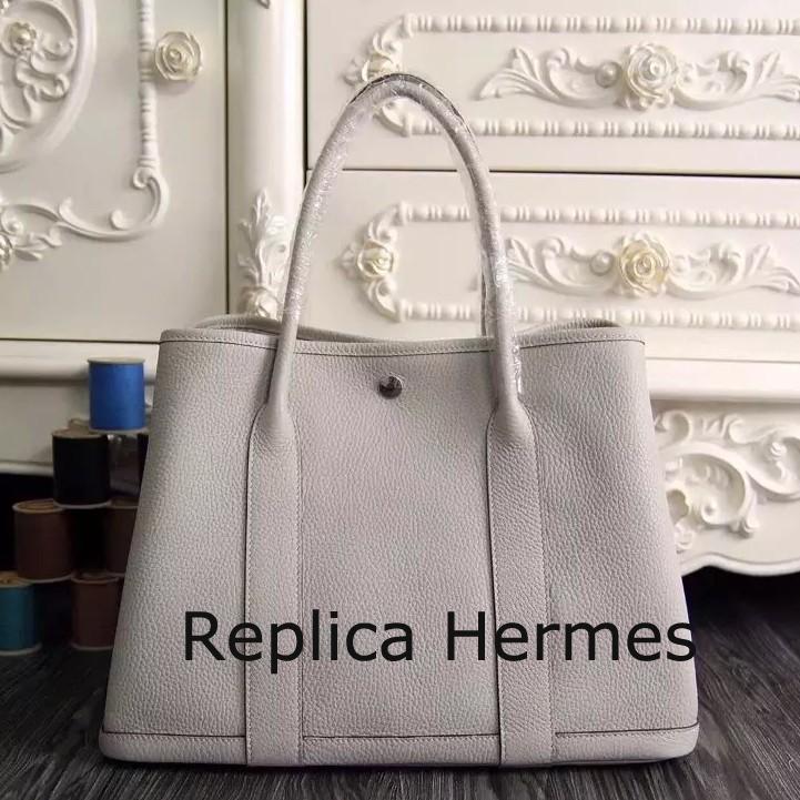 Hermes Medium Garden Party 36cm Tote In White Leather Replica