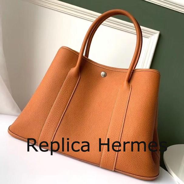Hermes Tan Fjord Garden Party 30cm With Printed Lining