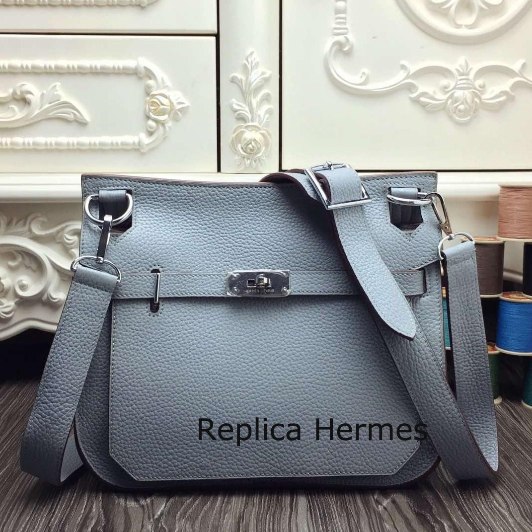 Imitation Hermes Blue Lin Medium Jypsiere 31cm Bag