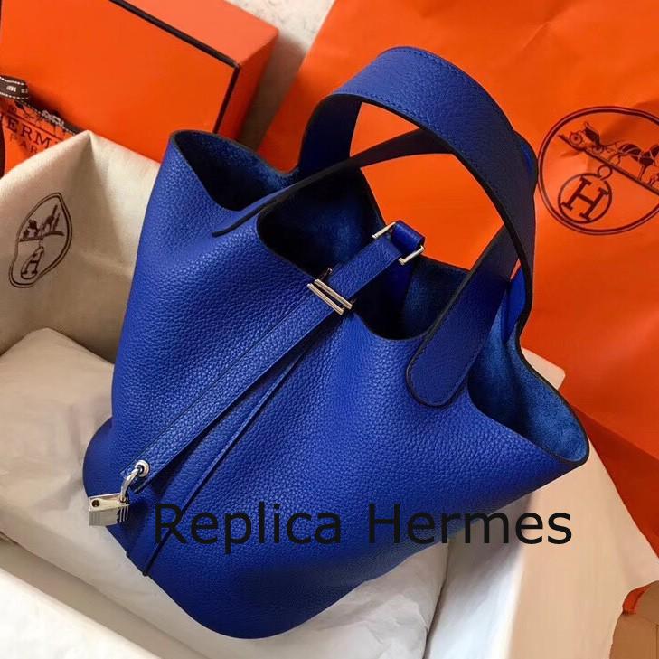 Copy Hermes Blue Electric Picotin Lock PM 18cm Handmade Bag