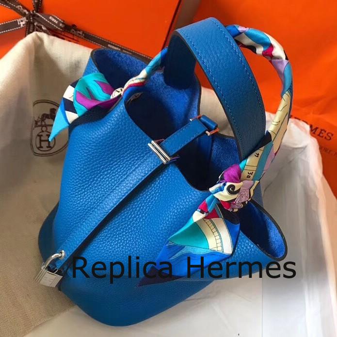 Imitation Hermes Blue Hydra Picotin Lock PM 18cm Handmade Bag
