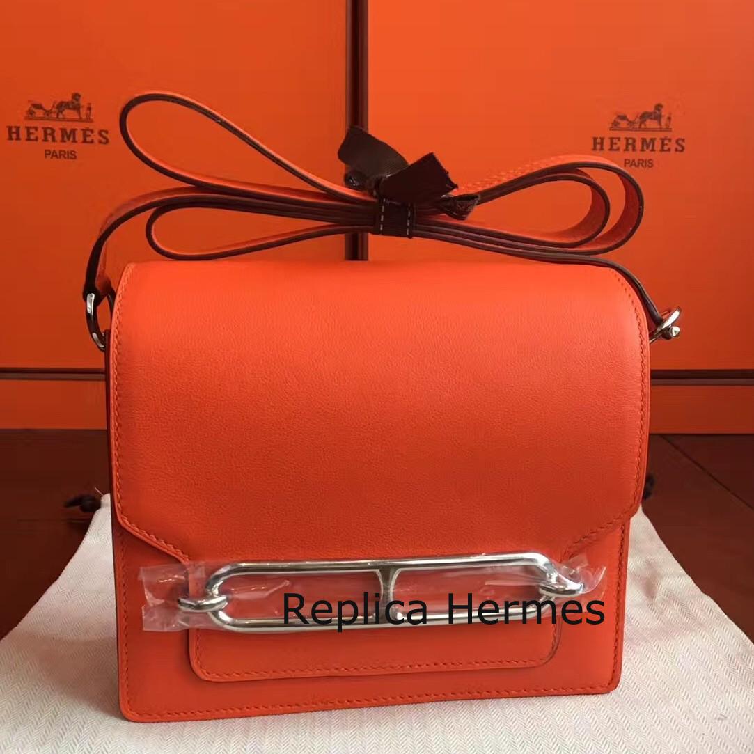 High End Imitation Hermes Mini Sac Roulis Bag In Orange Swift Leather