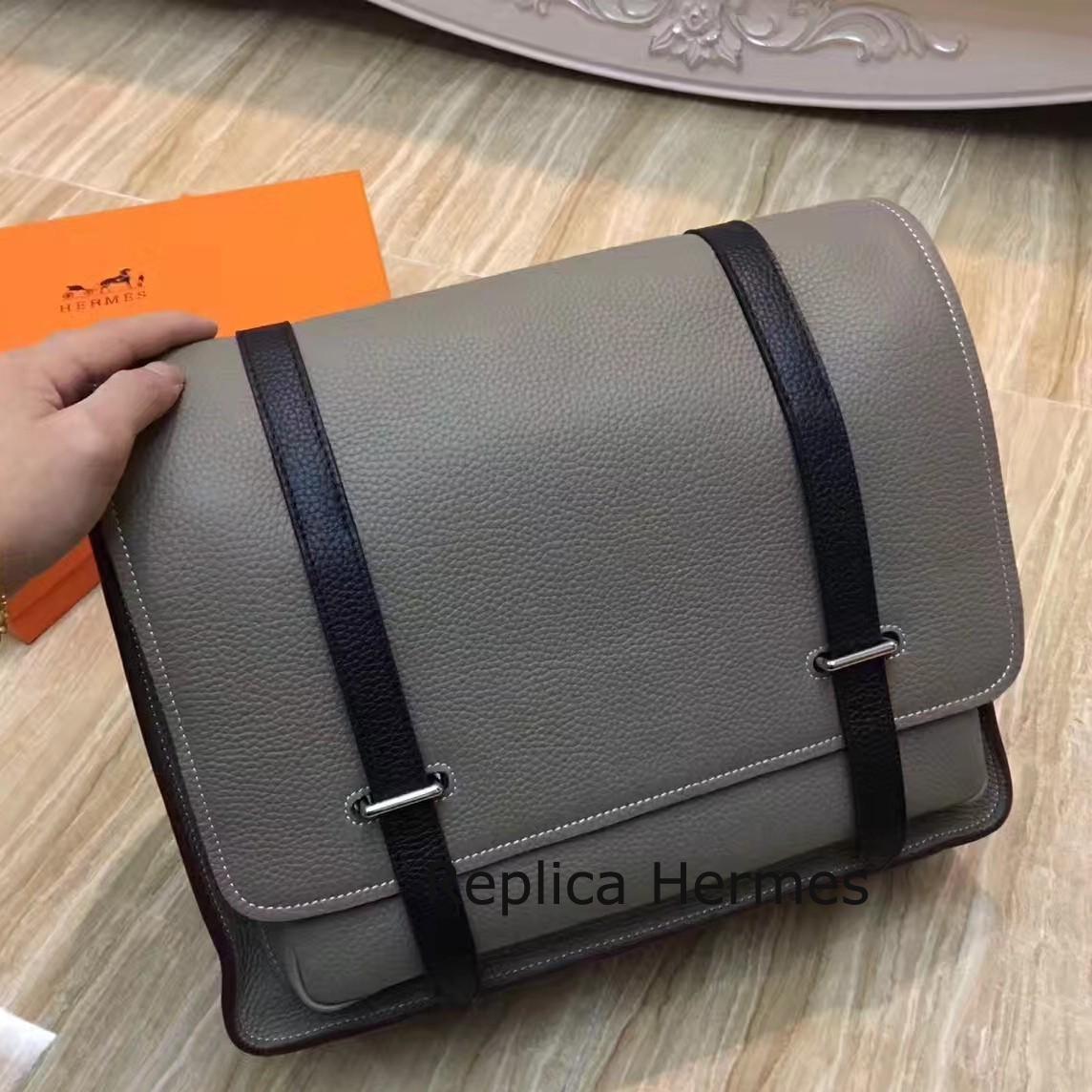 Hermes Bicolor Steve 35 Messenger Grey Bag