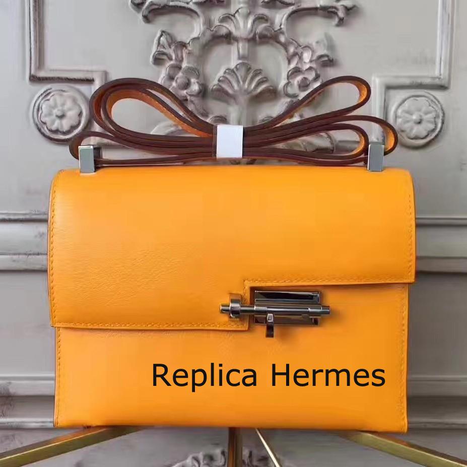 Hermes Yellow Goatskin Verrou Shoulder Handmade Bag