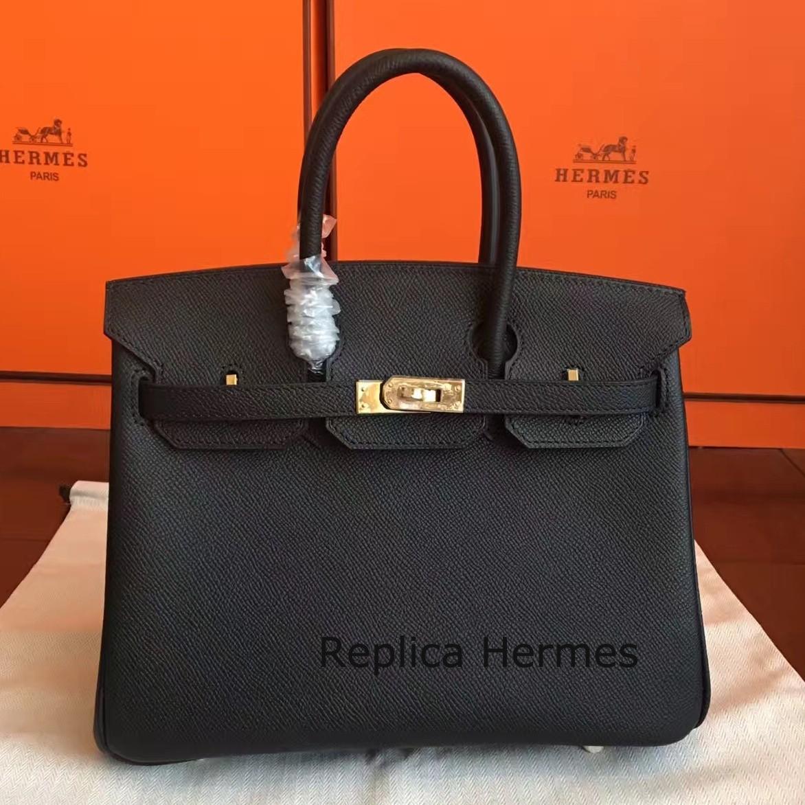 Hermes Black Epsom Birkin 25cm Handmade Bag Replica