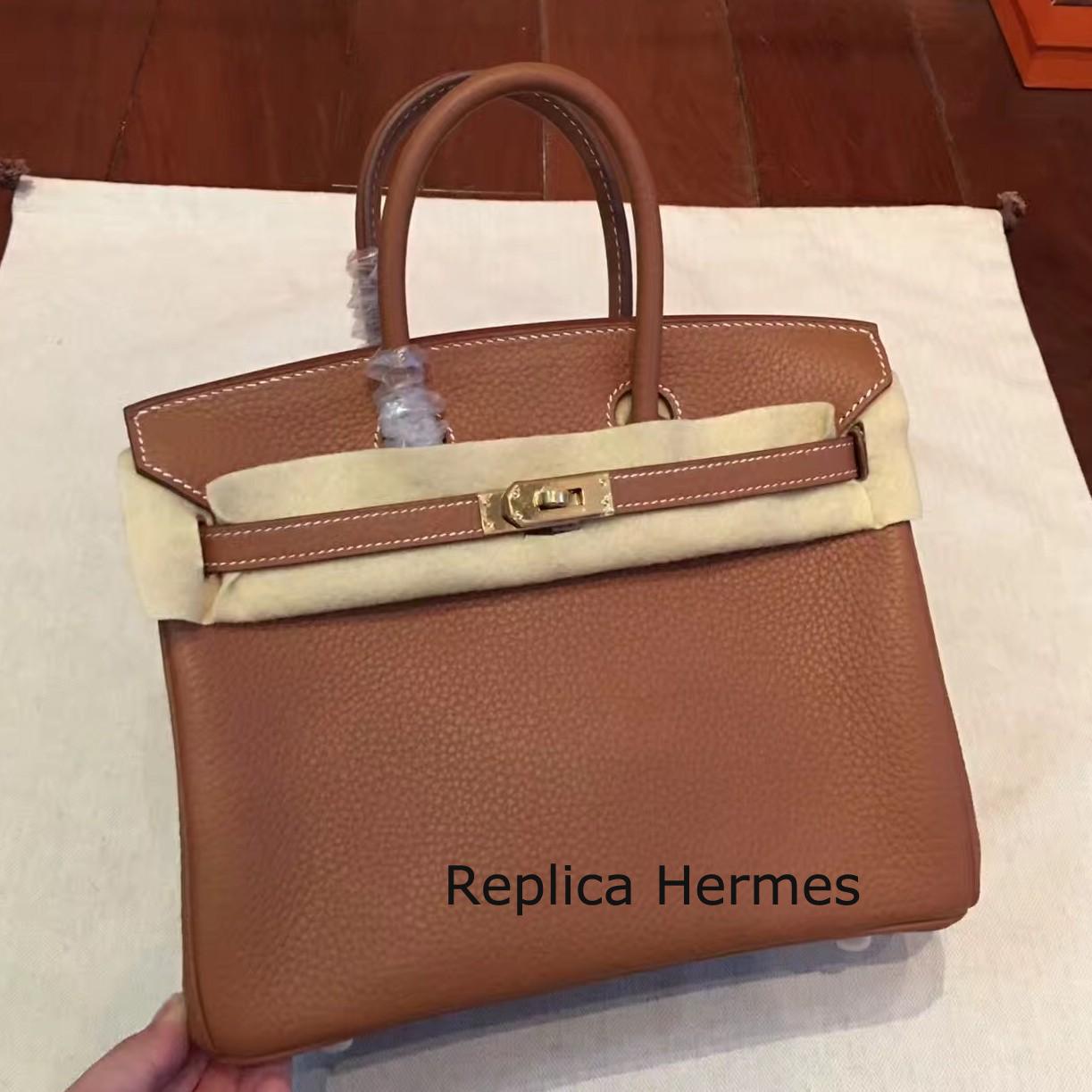Imitation AAA Hermes Brown Clemence Birkin 25cm Handmade Bag