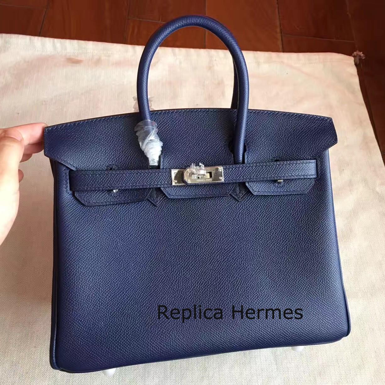 Hot Fake Hermes Sapphire Epsom Birkin 25cm Handmade Bag