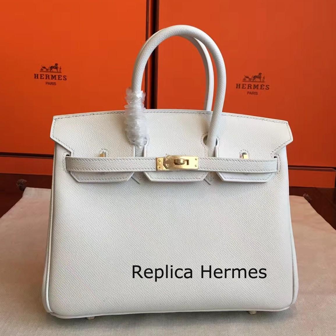 Hermes White Epsom Birkin 25cm Handmade Bag