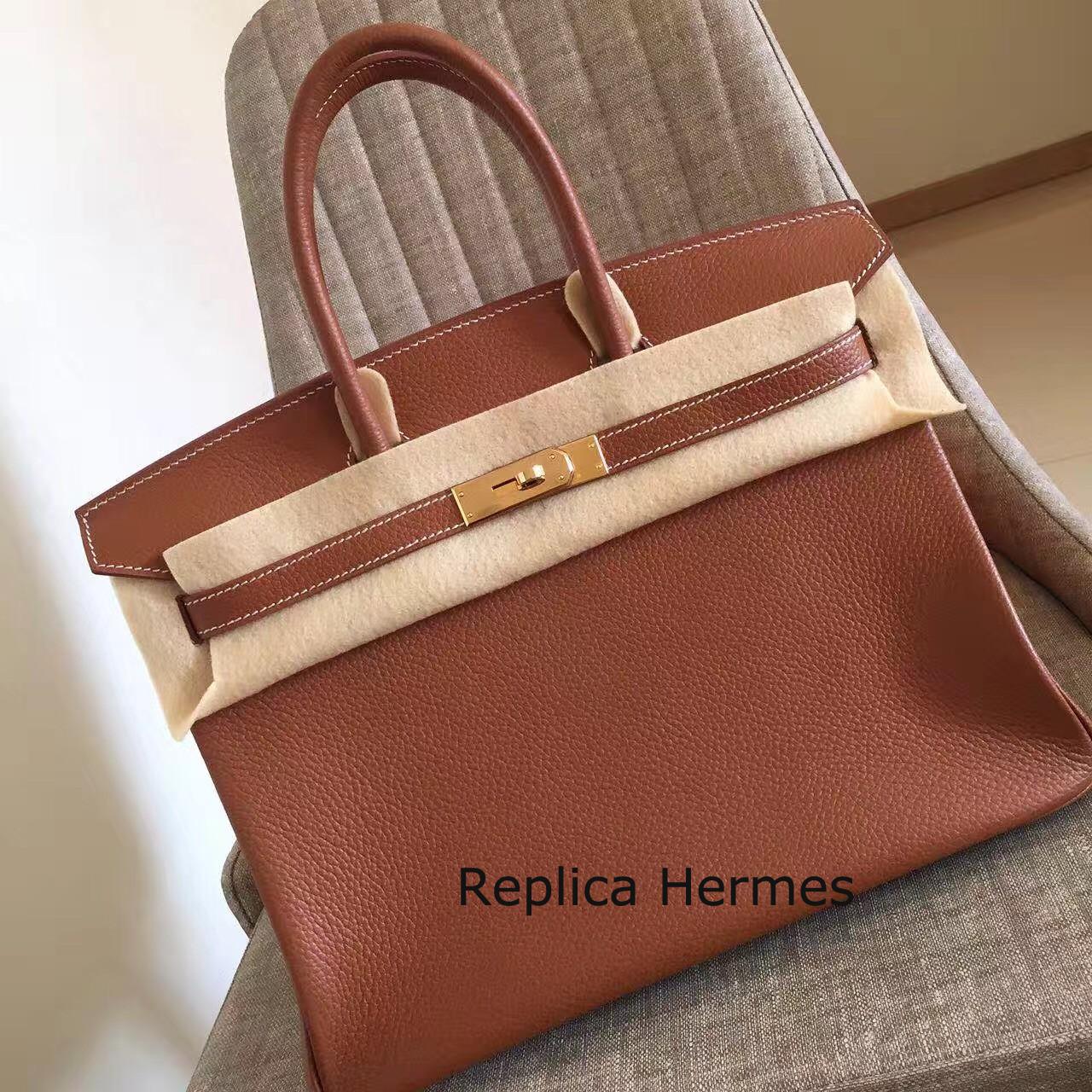 Faux Hermes Gold Clemence Birkin 30cm Handmade Bag