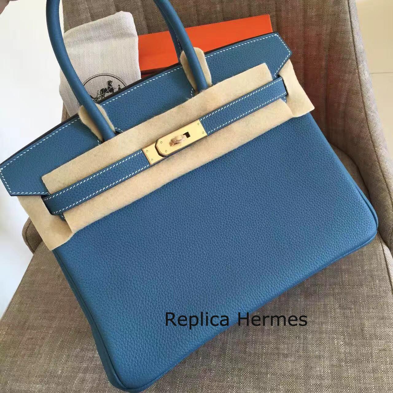 Replica Hermes Blue Jean Clemence Birkin 35cm Handmade Bag