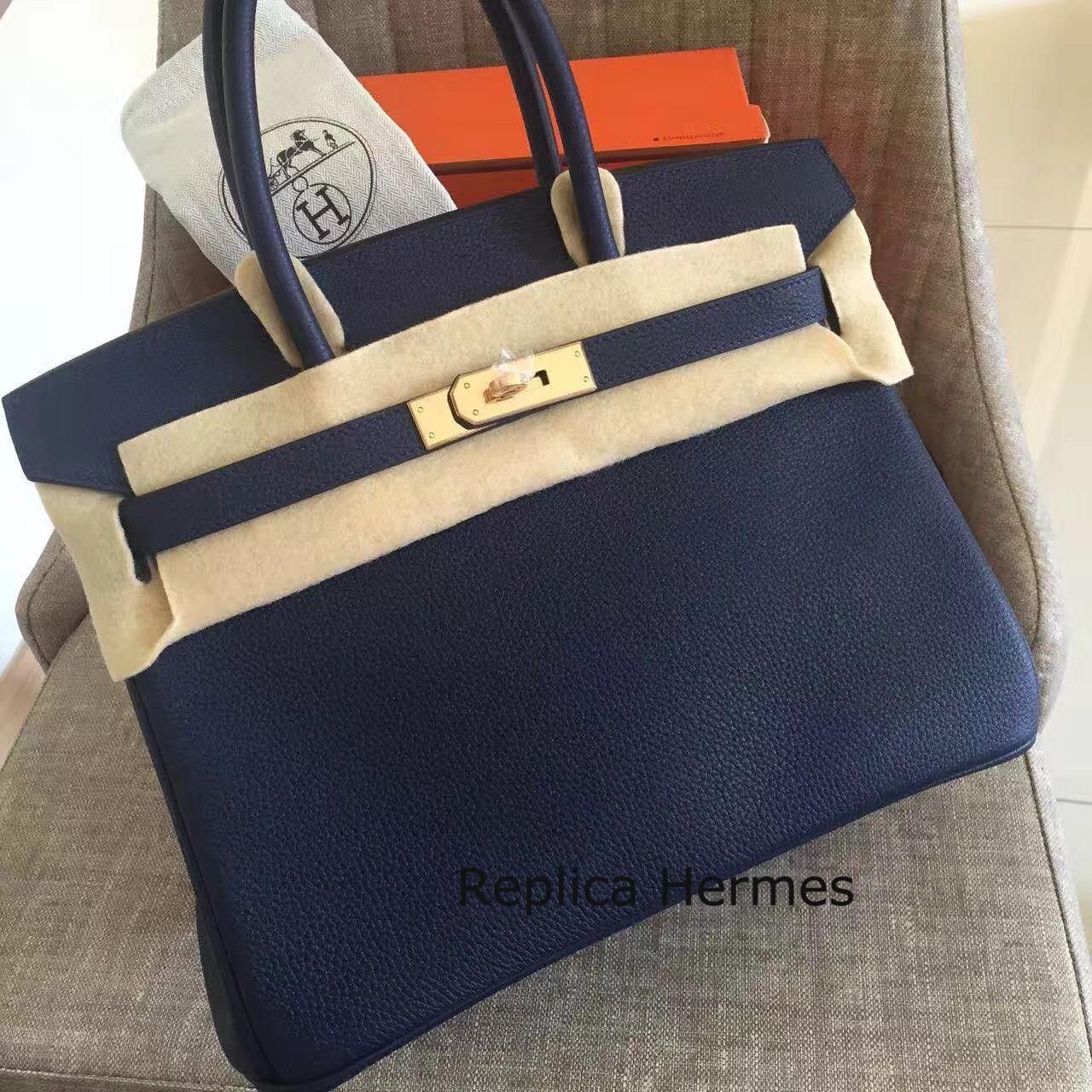 Fashion Hermes Sapphire Clemence Birkin 35cm Handmade Bag
