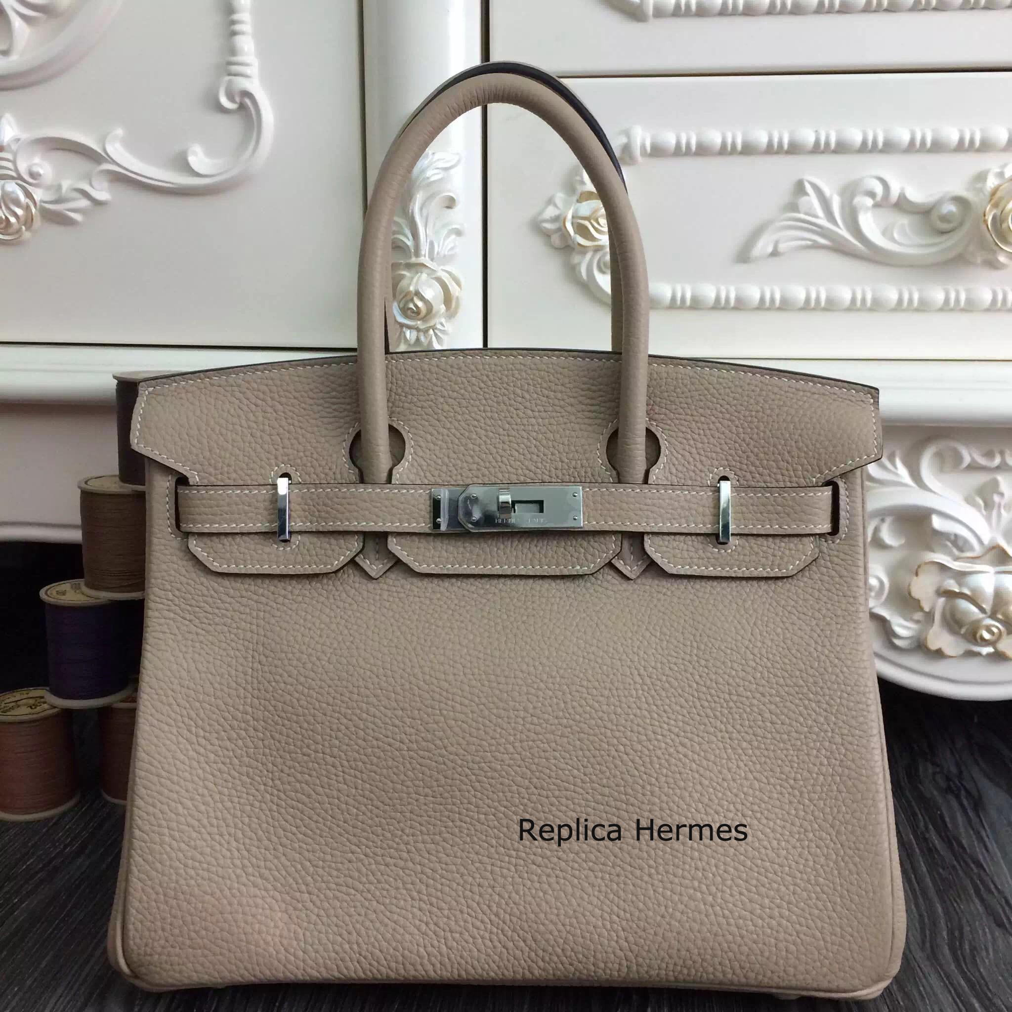 Hermes Birkin 30cm 35cm Bag In Grey Clemence Leather Replica