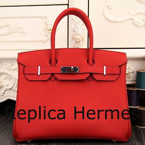 Hermes Birkin 30cm 35cm Bag In Red Clemence Leather