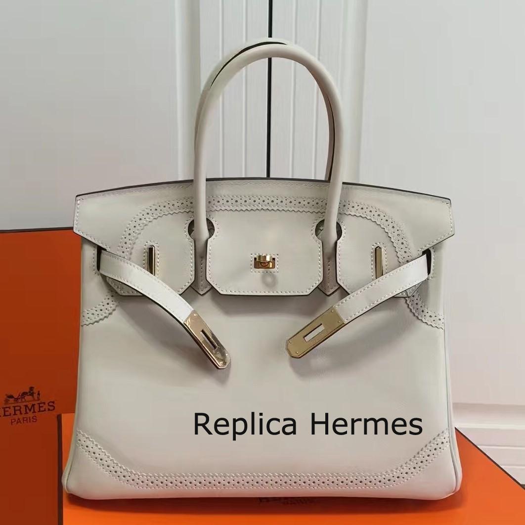 Copy Hermes Birkin Ghillies 30cm In White Swift Leather