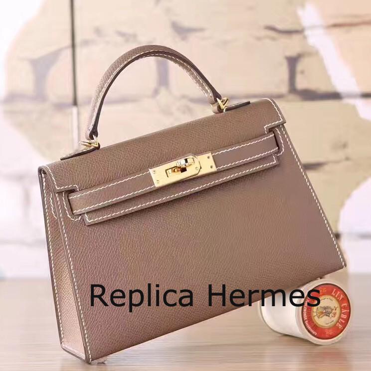 Replica Hermes Etoupe Epsom Kelly Mini II 20cm Handmade Bag