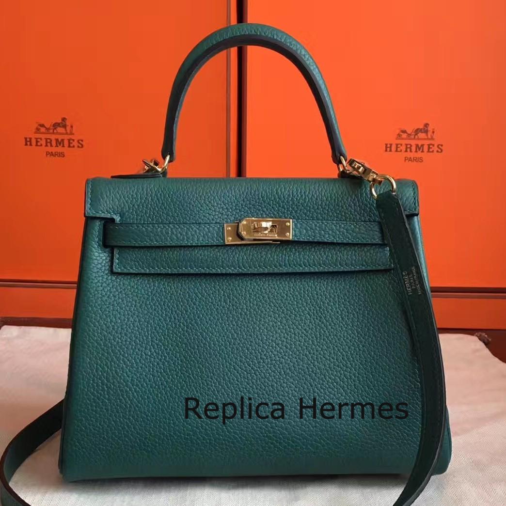 High Quality Hermes Malachite Clemence Kelly 25cm Retourne Handmade Bag