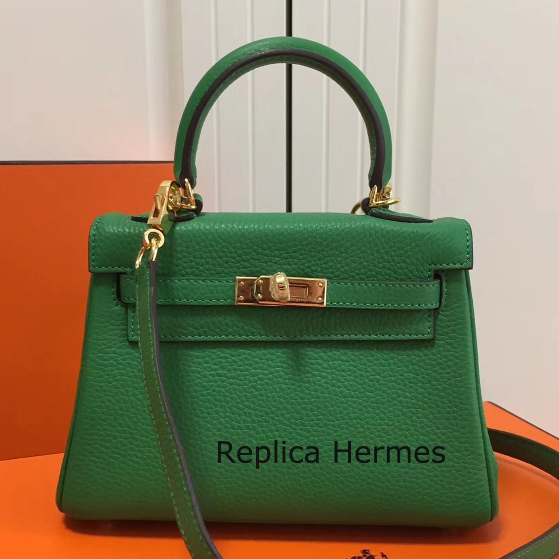 Hermes Bamboo Clemence Kelly 20cm GHW Bag Replica