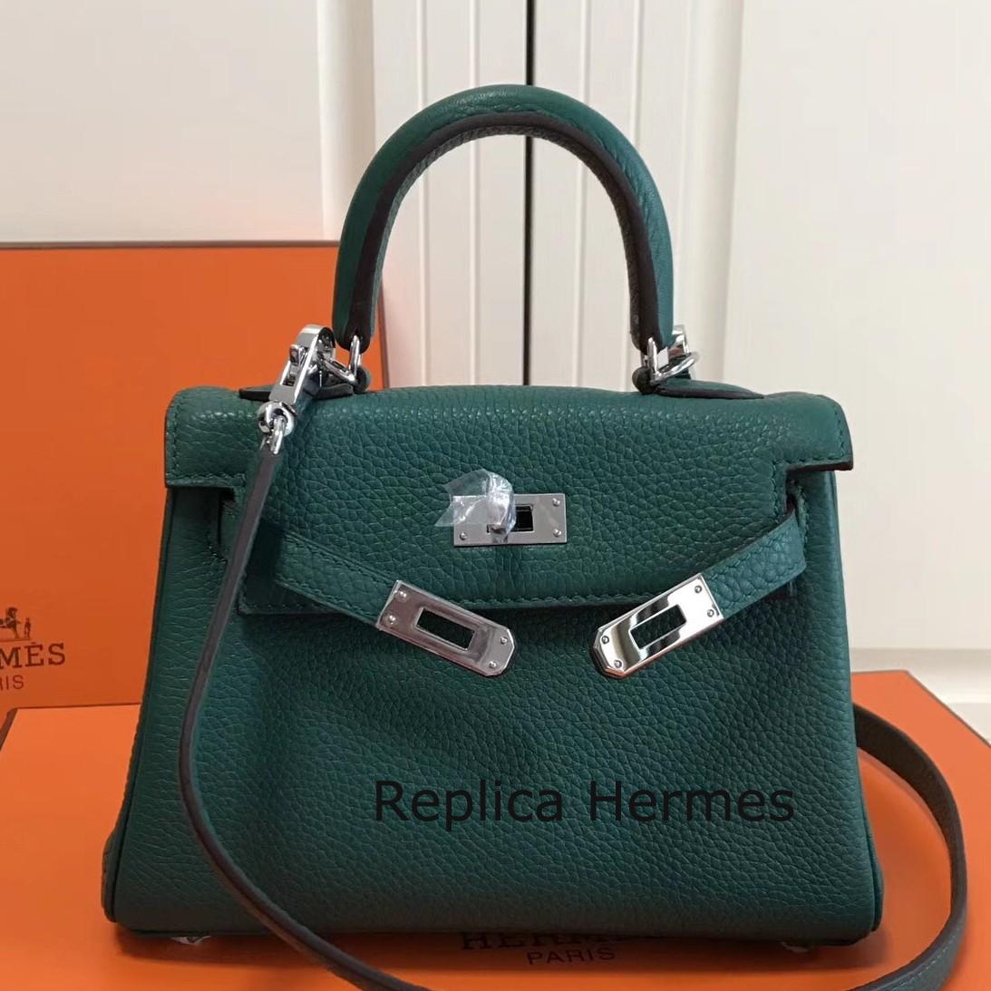 Hermes Malachite Clemence Kelly 20cm PHW Bag