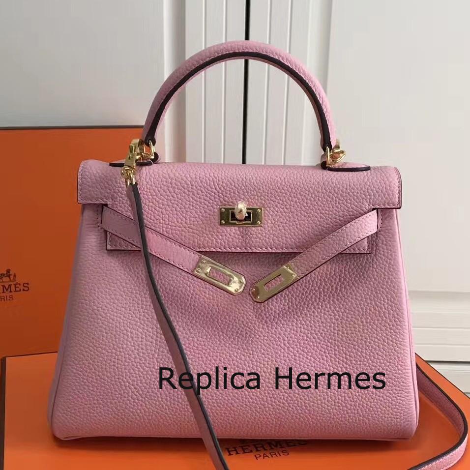 Hermes Pink Clemence Kelly 25cm GHW Bag Replica