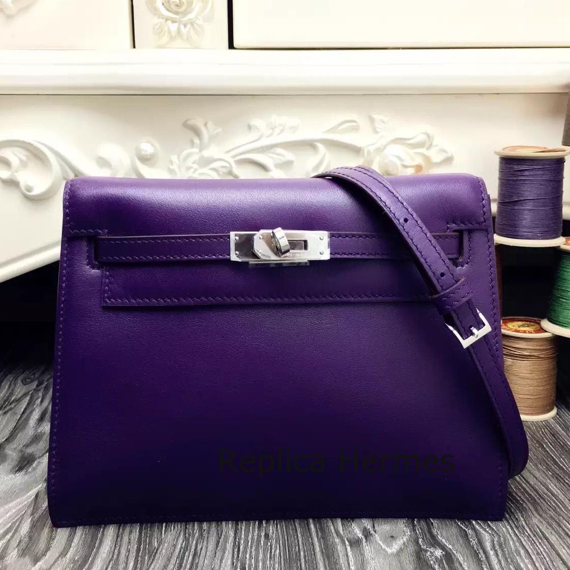Perfect Replica Hermes Kelly Danse Bag In Purple Swift Leather