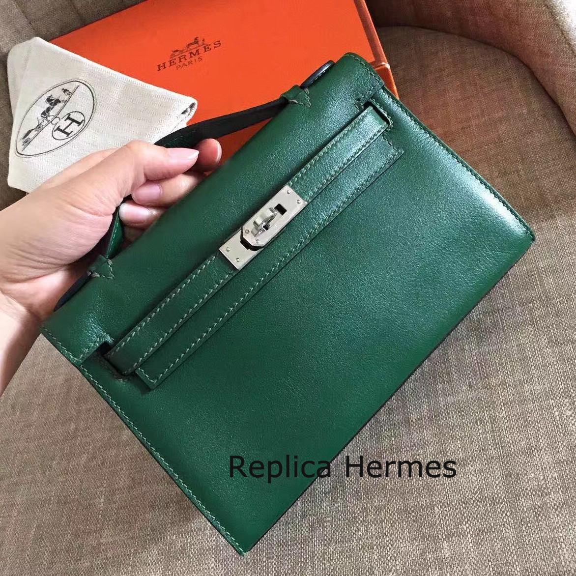 Copy High End Hermes Malachite Swift Kelly Pochette Handmade Bag