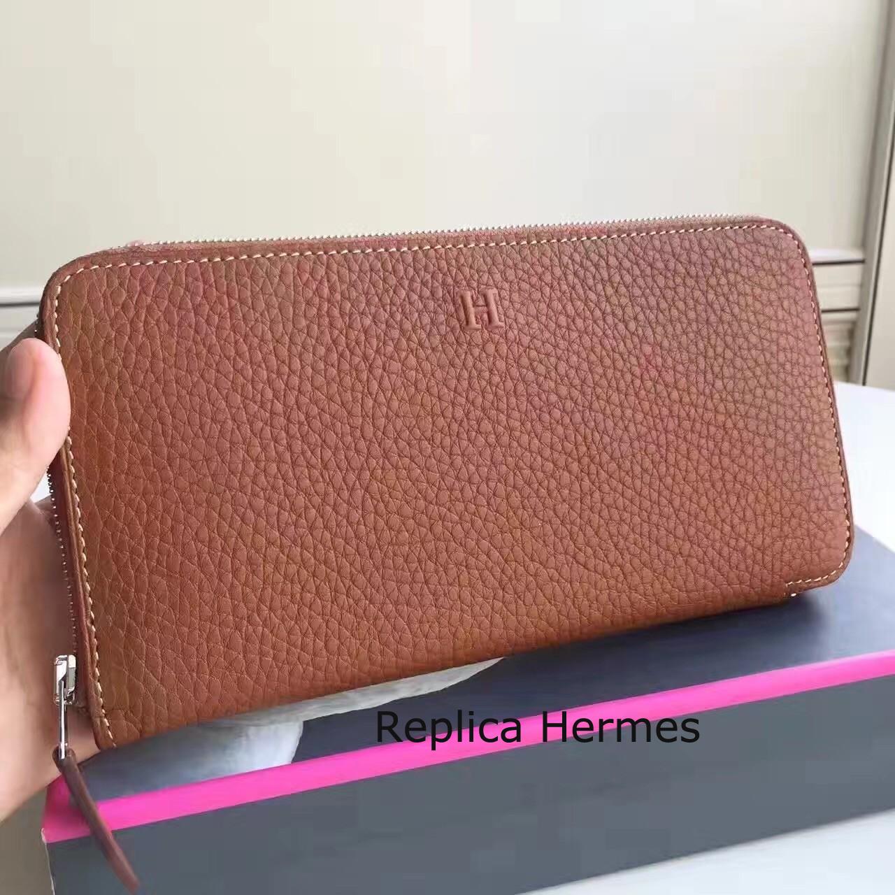 Perfect Hermes Brown Clemence Azap Zipped Wallet