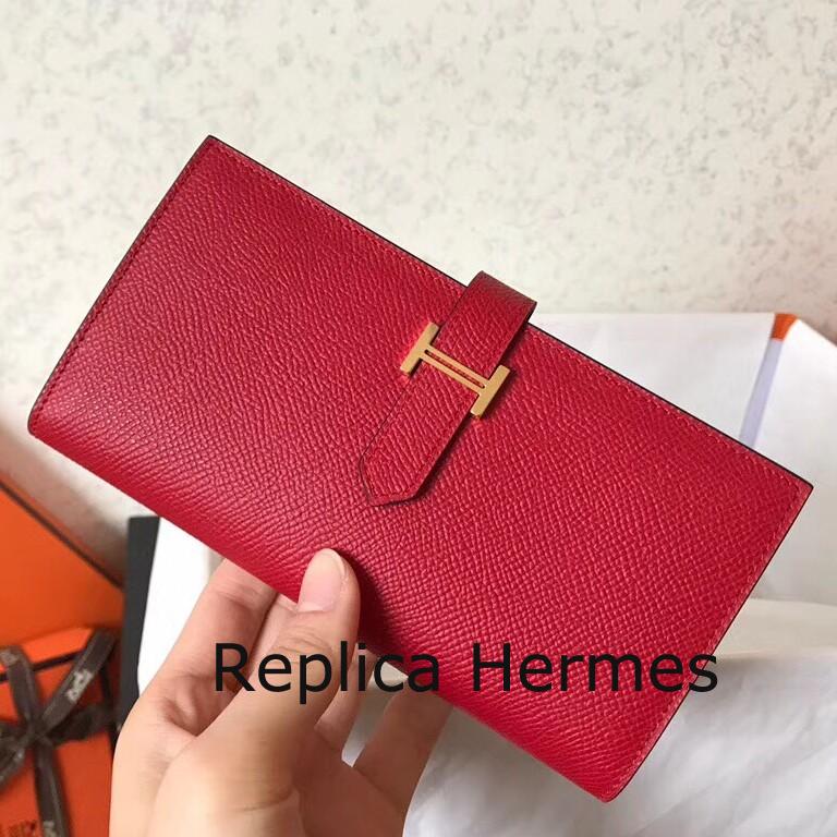 Hermes Red Epsom Bearn Gusset Wallet