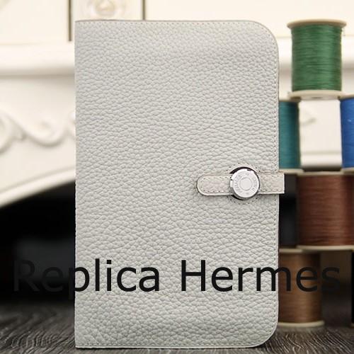 Hermes Dogon Combine Wallet In White Leather