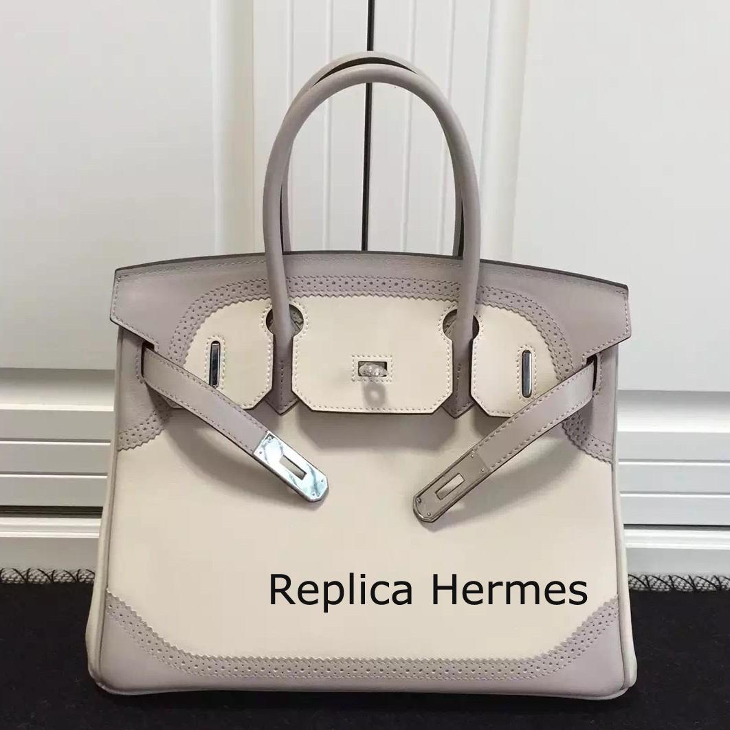 Hermes Birkin Ghillies 30cm In Ivory Swift Leather