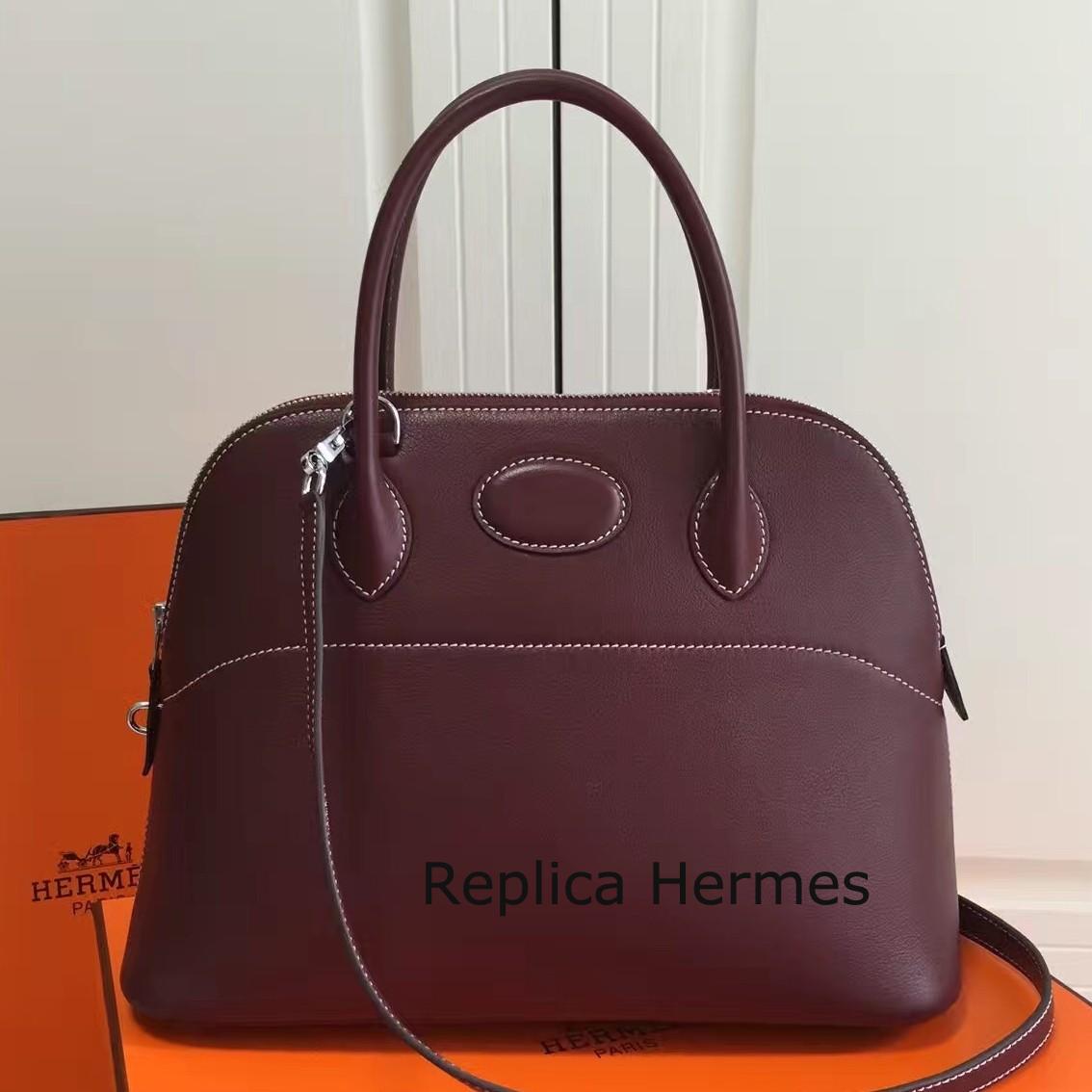 Copy Hermes Bolide 31cm Bag In Burgundy Swift Leather
