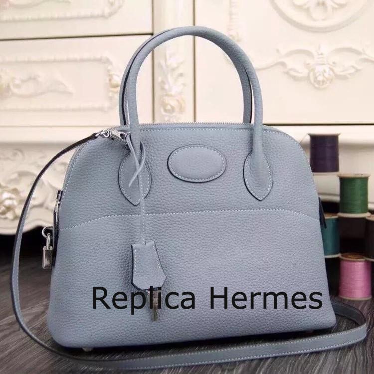 Hermes Bolide Tote Bag In Lake Blue Leather
