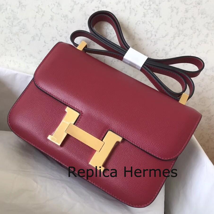 Hermes Epsom Constance 24cm Dark Red Handmade Bag Replica