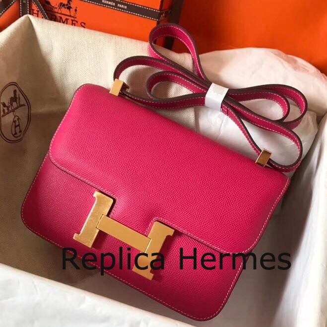 Replica Hermes Epsom Constance 24cm Rose Red Handmade Bag