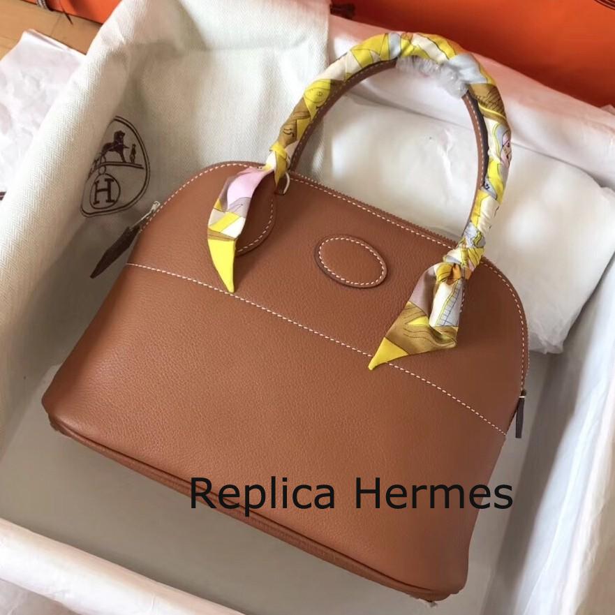 Designer Fake Hermes Gold Clemence Bolide 27cm Handmade Bag