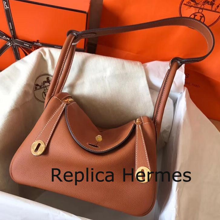 Perfect Hermes Gold Lindy 30cm Clemence Handmade Bag