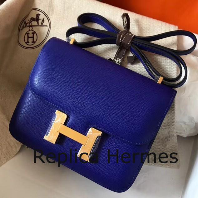 Luxury Imitation Hermes Mini Constance 18cm Epsom Blue Electric Bag