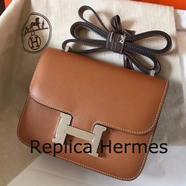 Imitation Hermes Mini Constance 18cm Gold Epsom Bag