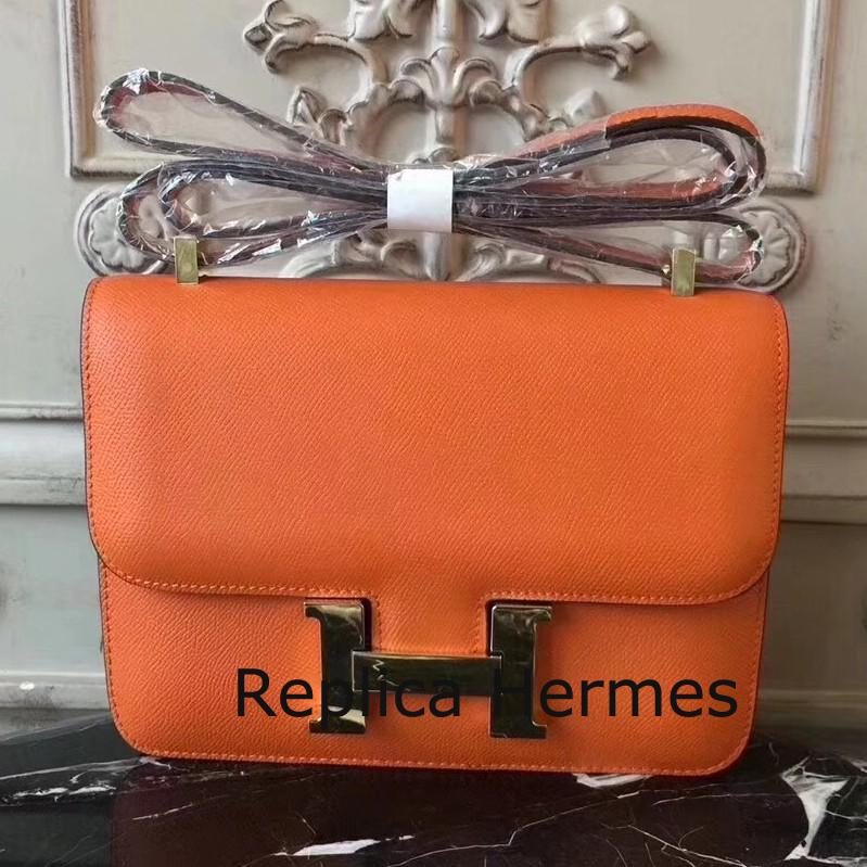 Hermes Orange Constance MM 24cm Epsom Leather Bag Replica