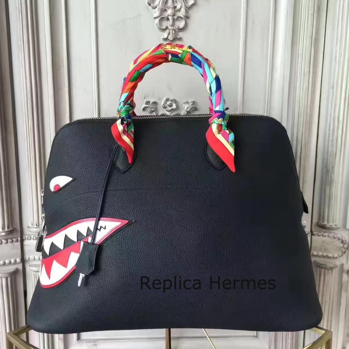 Luxury Replica Hermes Shark Bolide 45cm Bag In Black Calfskin