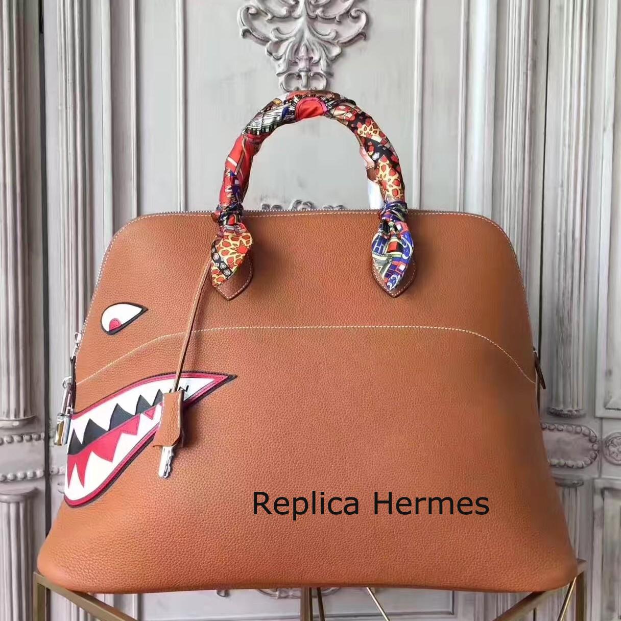 Hermes Shark Bolide 45cm Bag In Gold Calfskin Replica