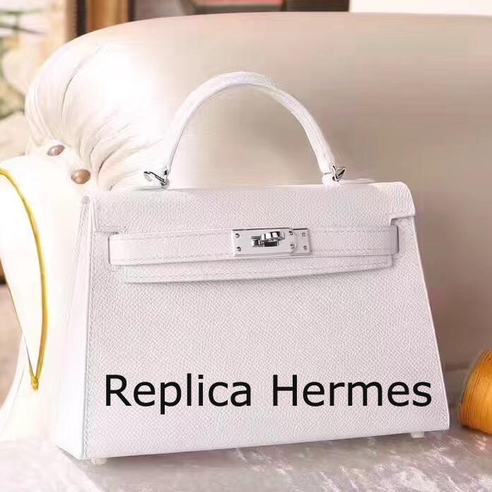 Imitation Hermes White Epsom Kelly Mini II 20cm Handmade Bag