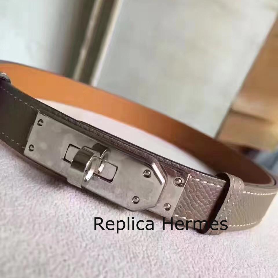 Hermes Etoupe Epsom Kelly Belt With Palladium Hardware