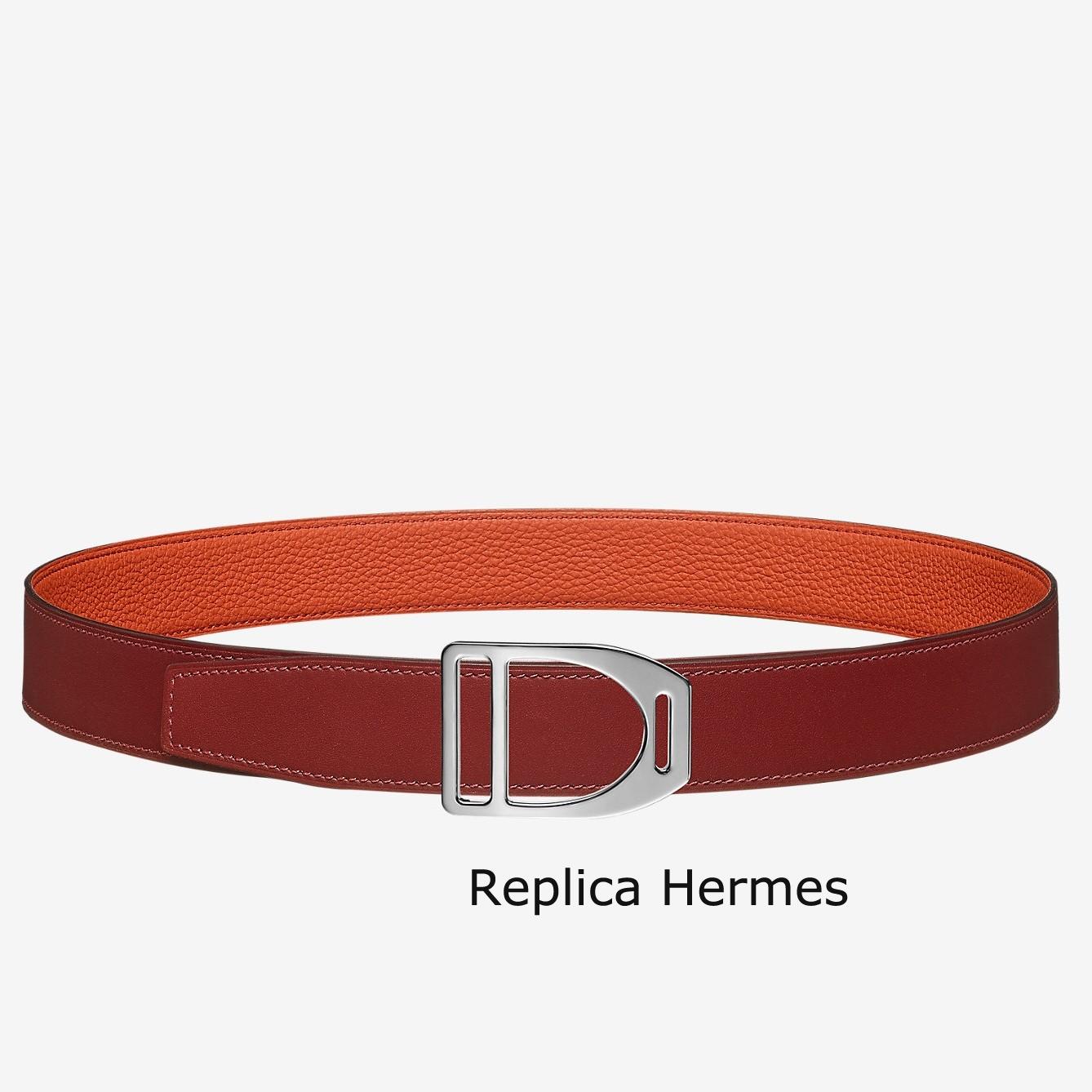 Best Imitation Hermes Etrier Buckle Belt & Orange Clemence 32 MM Strap