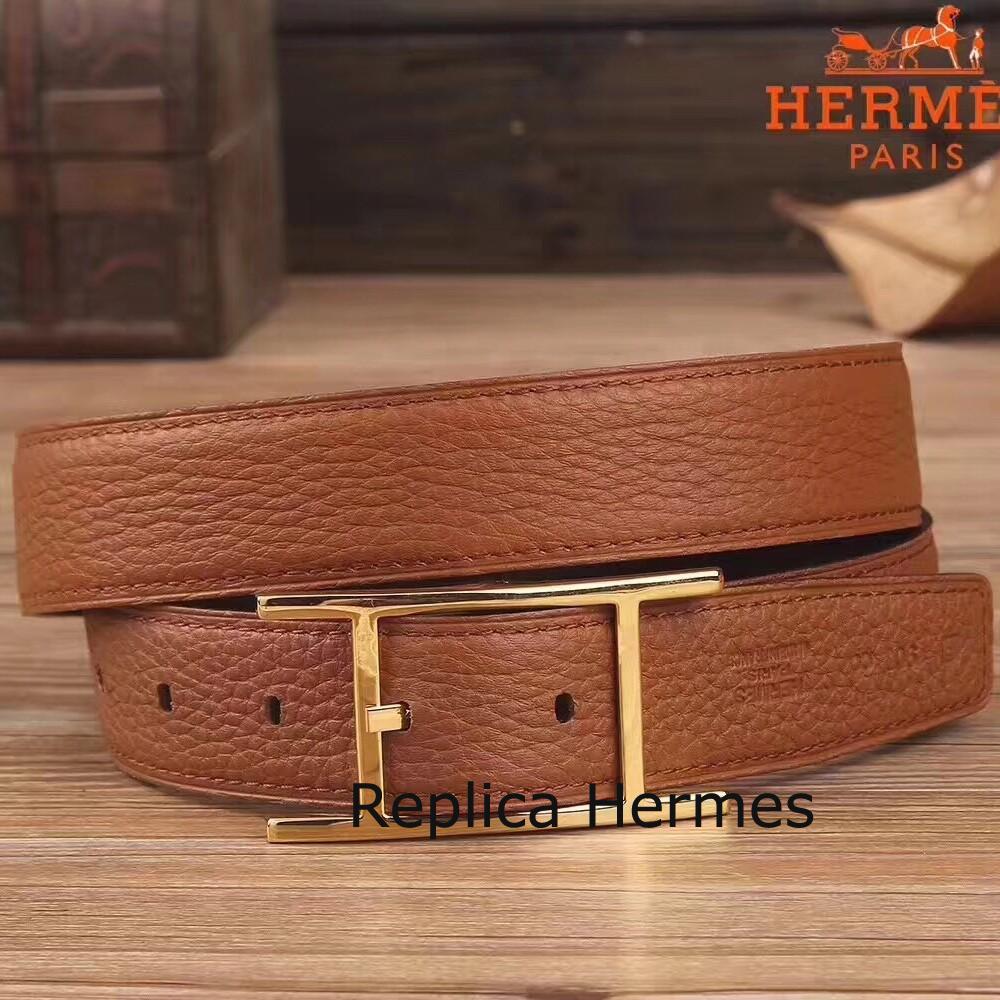 Replica Hermes Quentin 32 MM Brown Reversible Belt