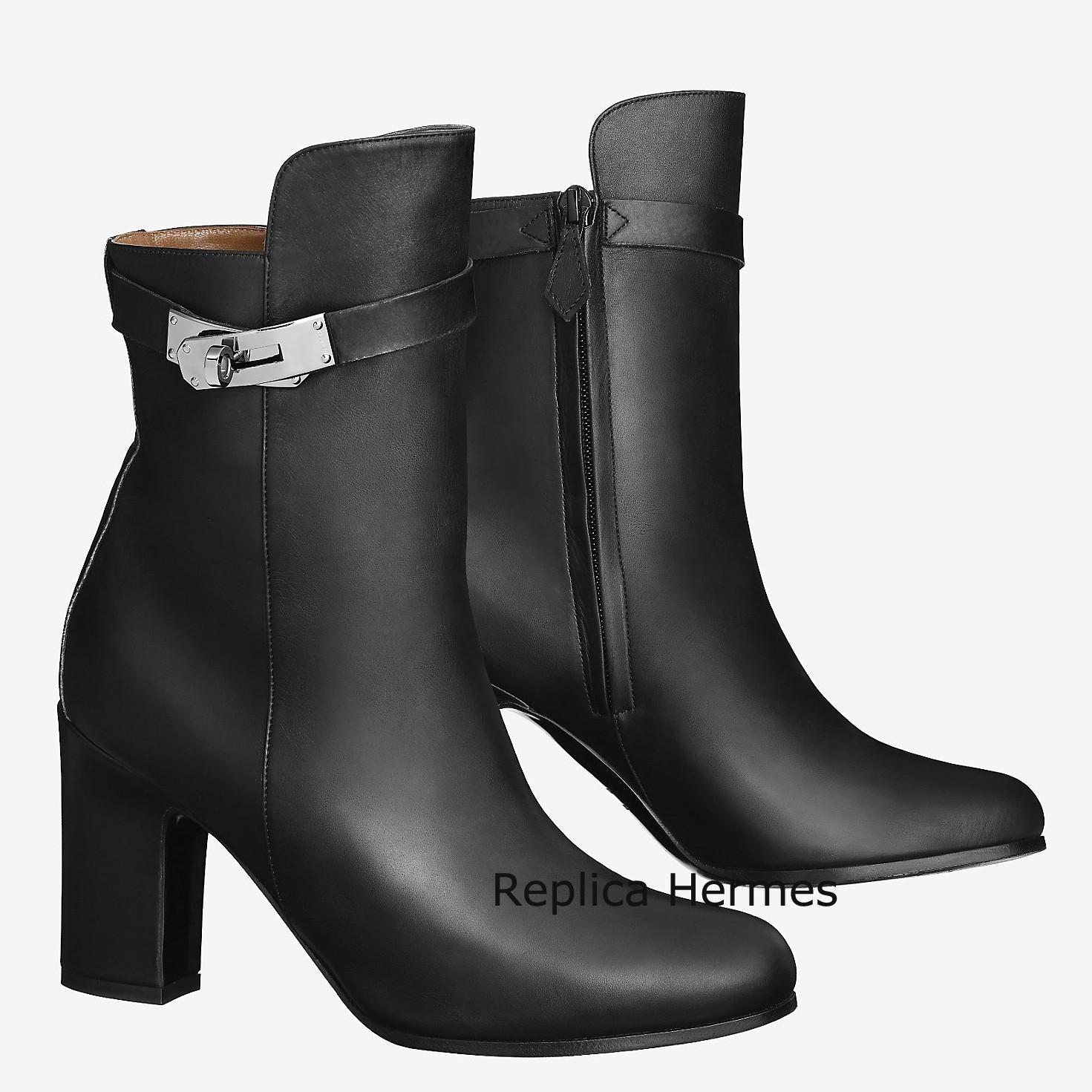 High Quality Knockoff Hermes Black Joueuse Ankle Boots